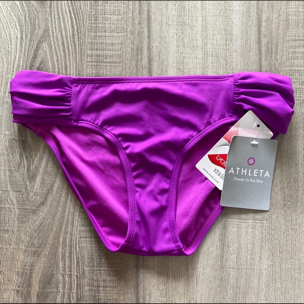 Athleta Shirred Bikini Bottom in Purple Jazz NWT